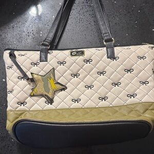 Betsey Johnson Black and Cream Quilted Shoulder Bag